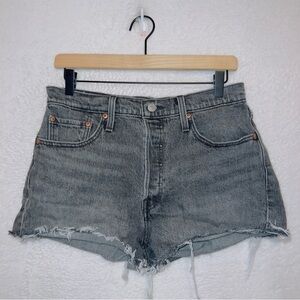 Levi’s 501 gray wash denim high rise button fly cut off shorts size 29